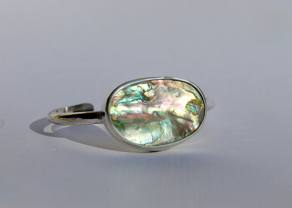 Hammered Abalone Cuff