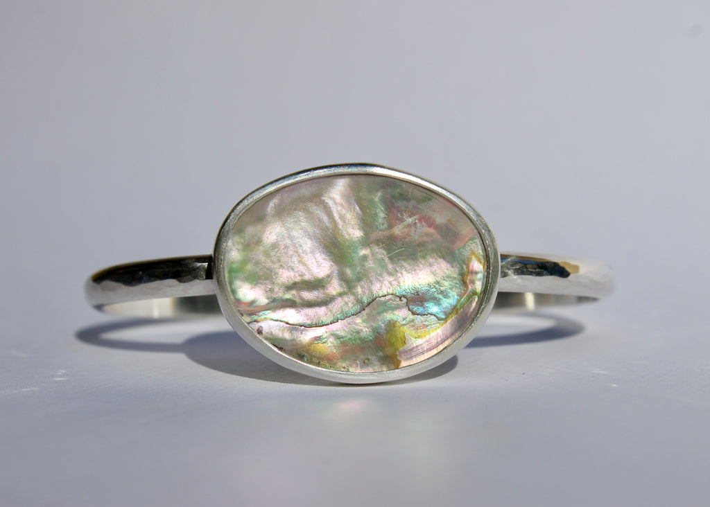 Hammered Abalone Cuff