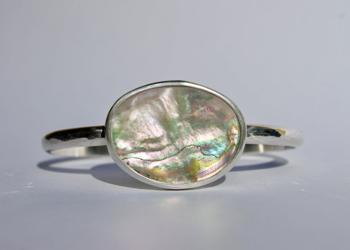 Hammered Abalone Cuff