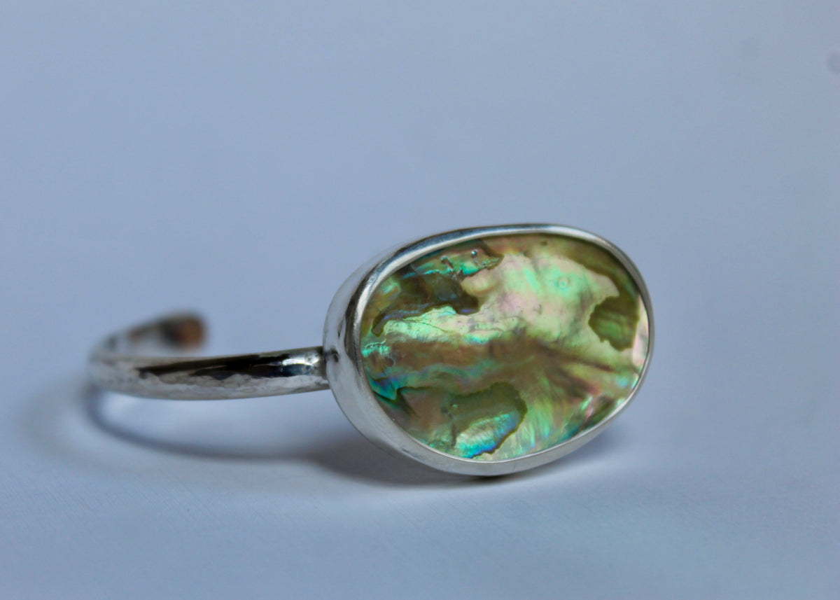 Hammered Abalone Cuff