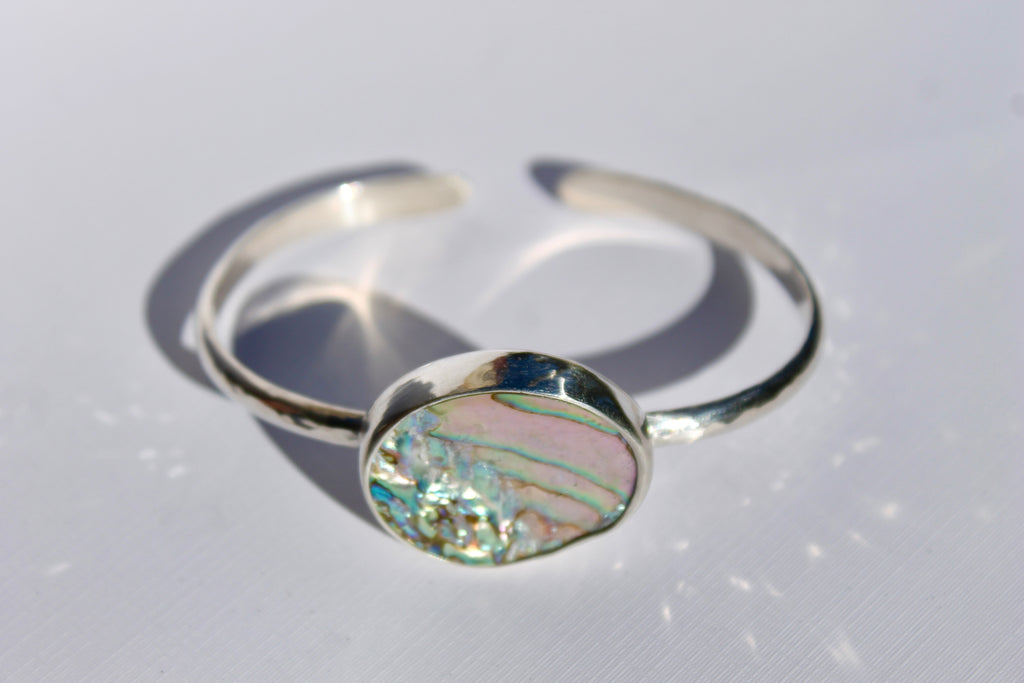 Hammered Abalone Cuff