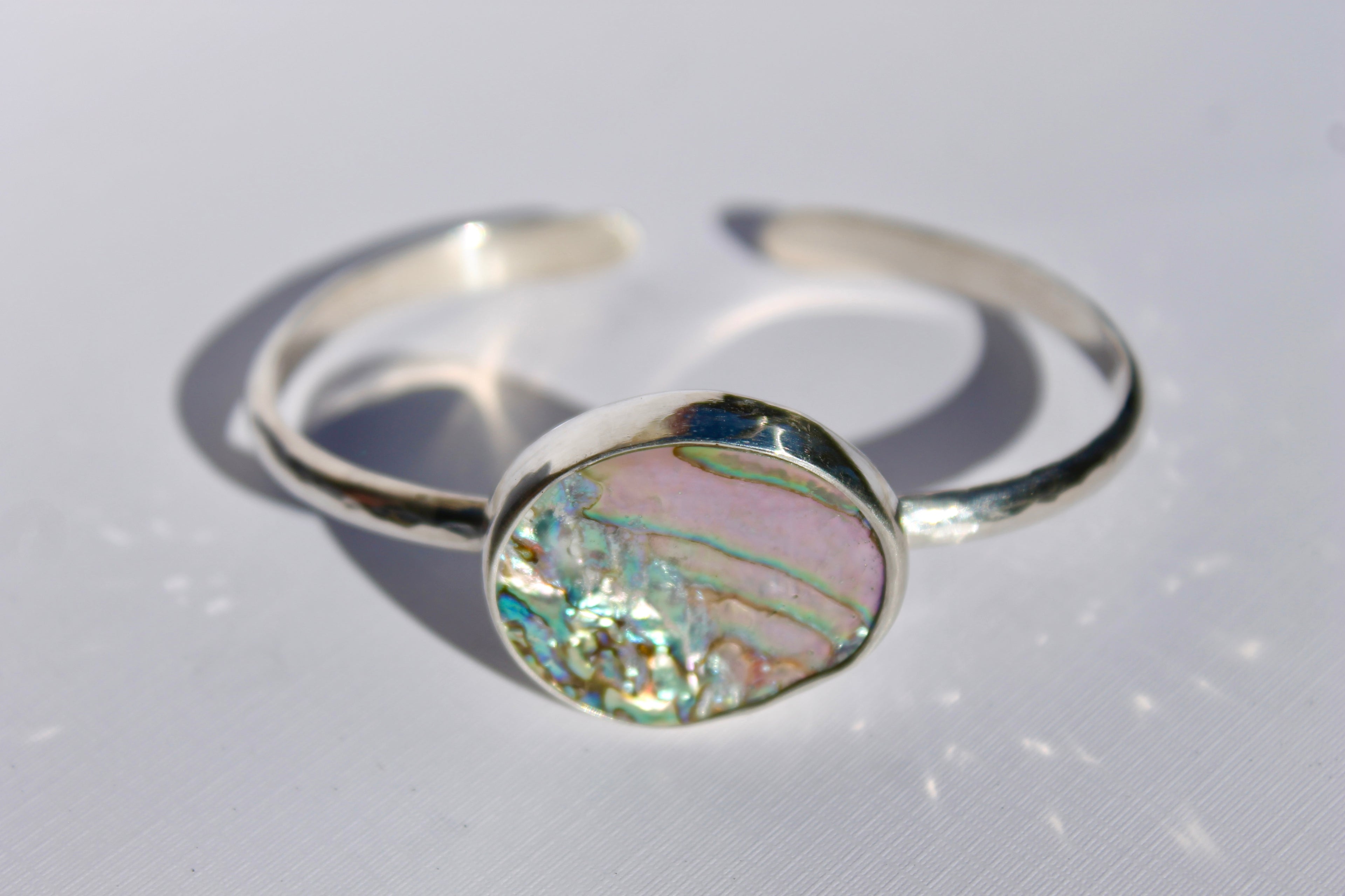 Hammered Abalone Cuff