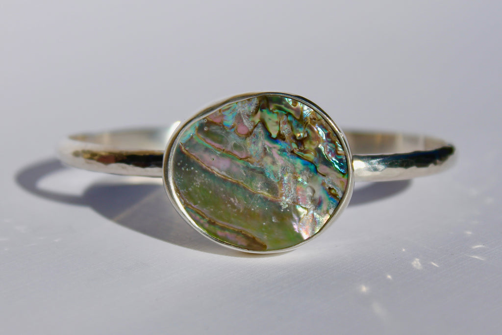 Hammered Abalone Cuff