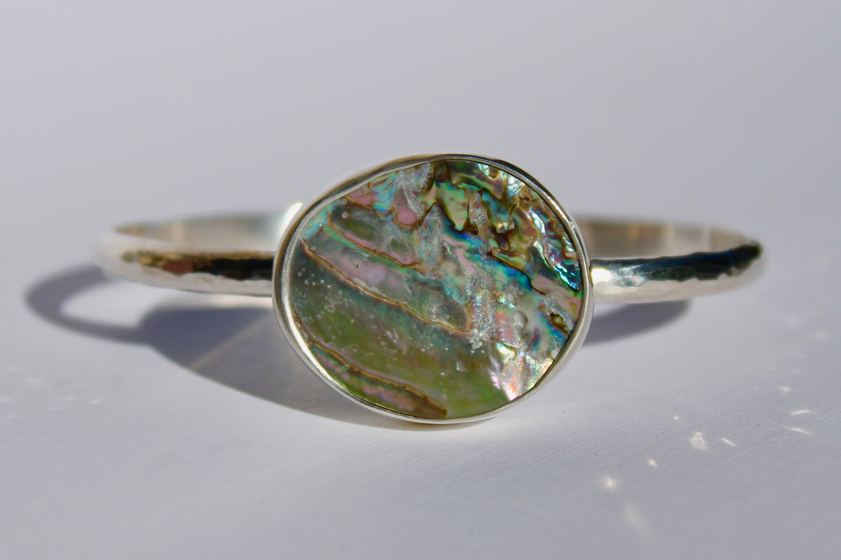 Hammered Abalone Cuff