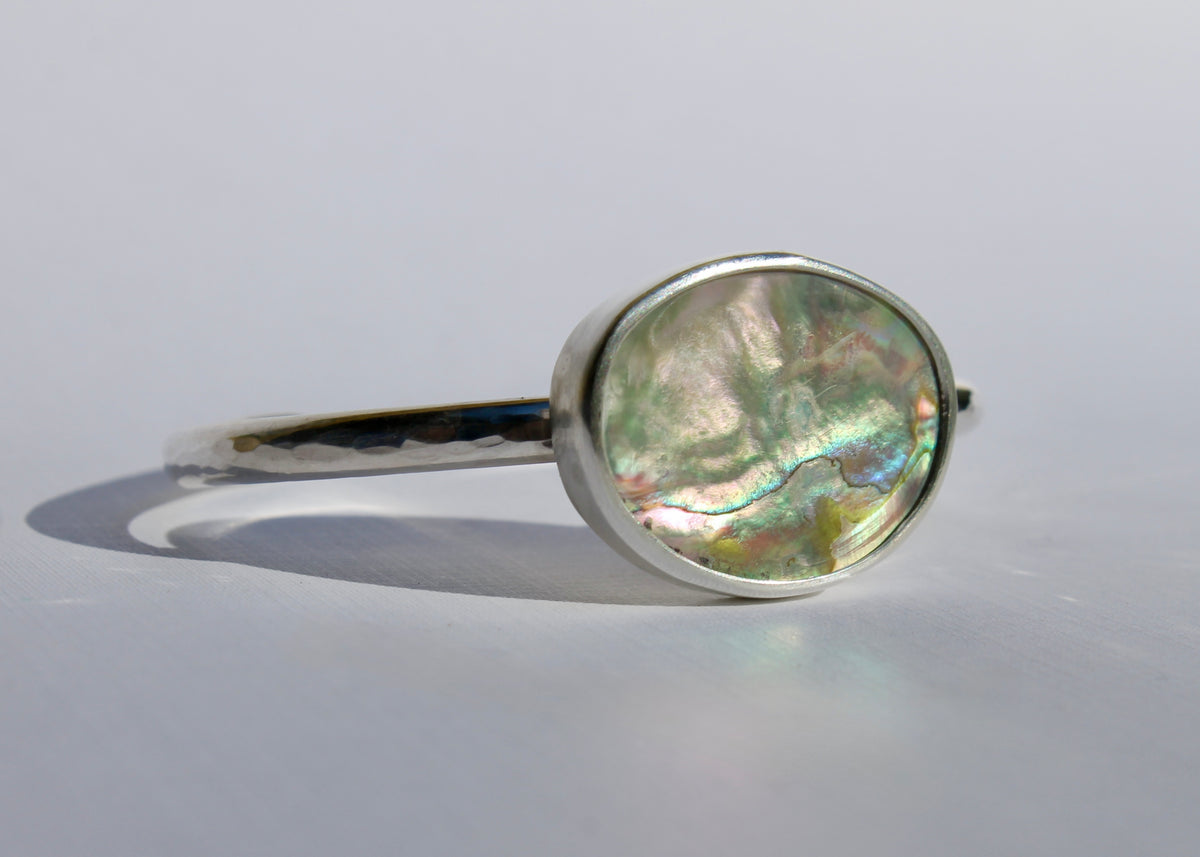 Hammered Abalone Cuff
