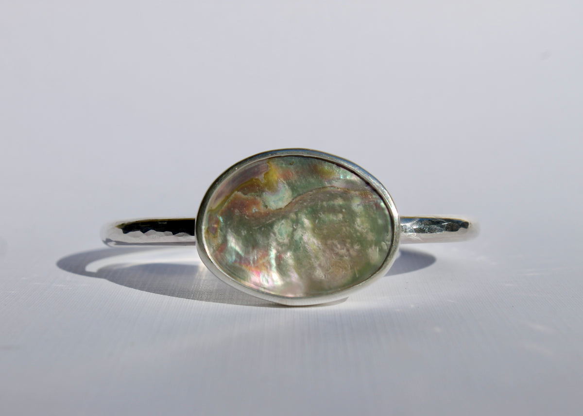 Hammered Abalone Cuff
