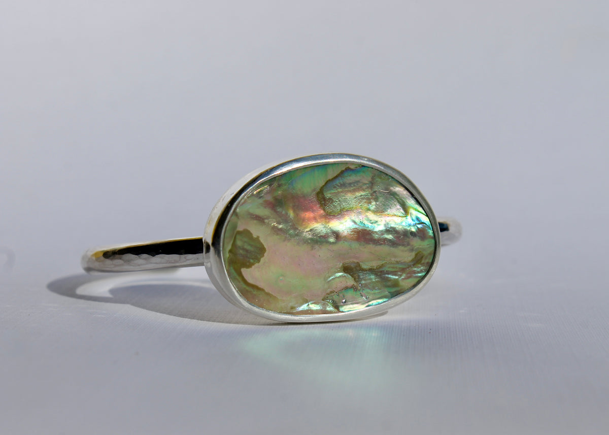 Hammered Abalone Cuff