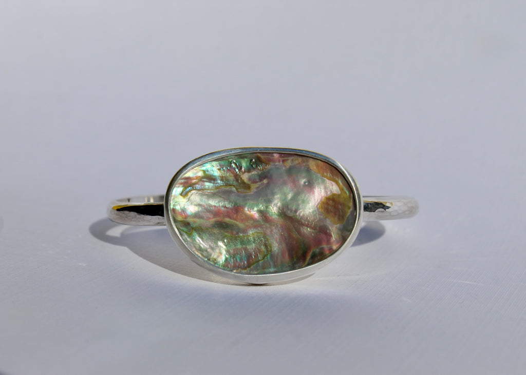 Hammered Abalone Cuff
