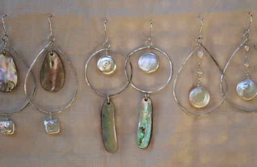 Abalone Drop Hammered Hoop