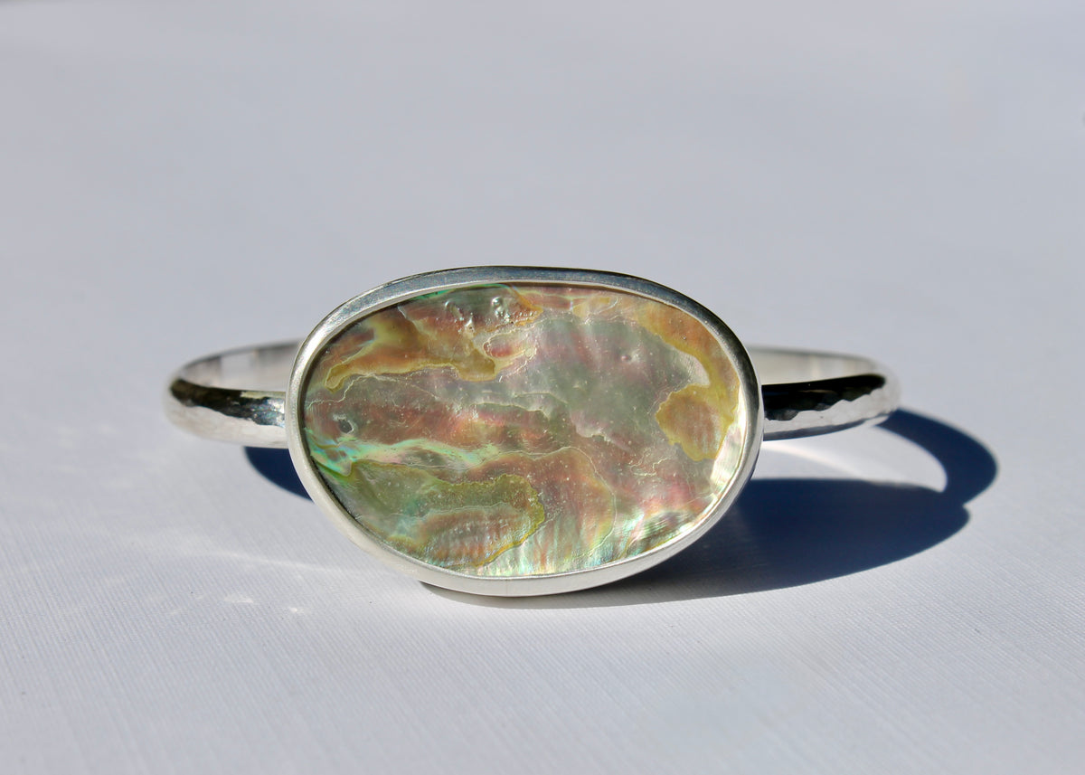 Hammered Abalone Cuff