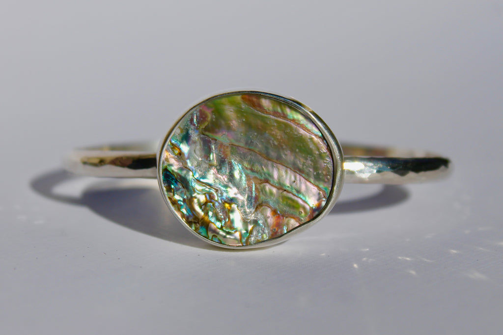 Hammered Abalone Cuff