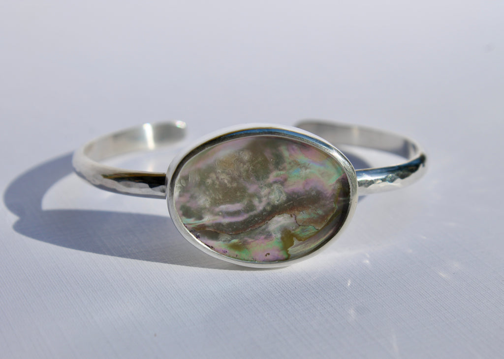Hammered Abalone Cuff