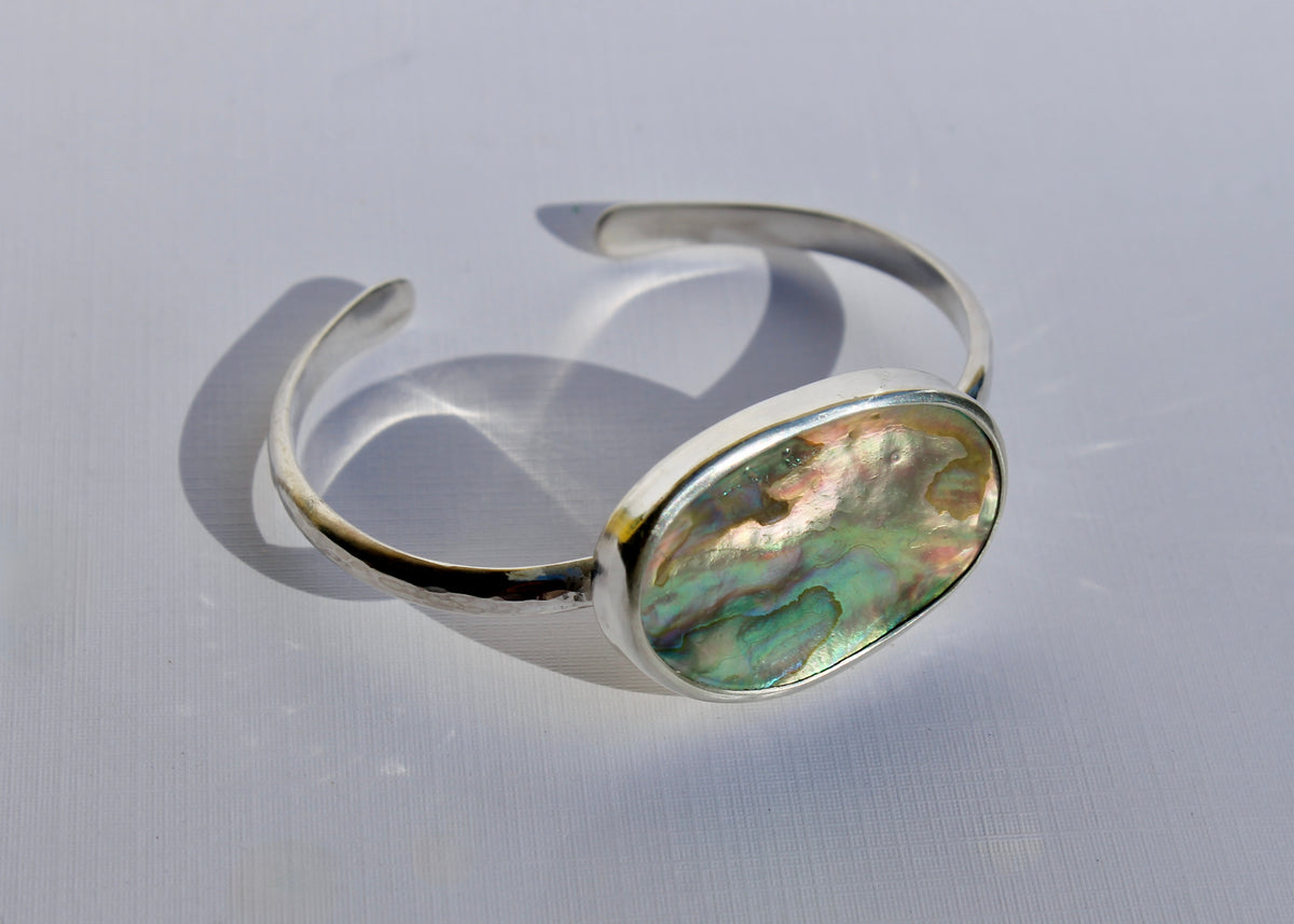 Hammered Abalone Cuff