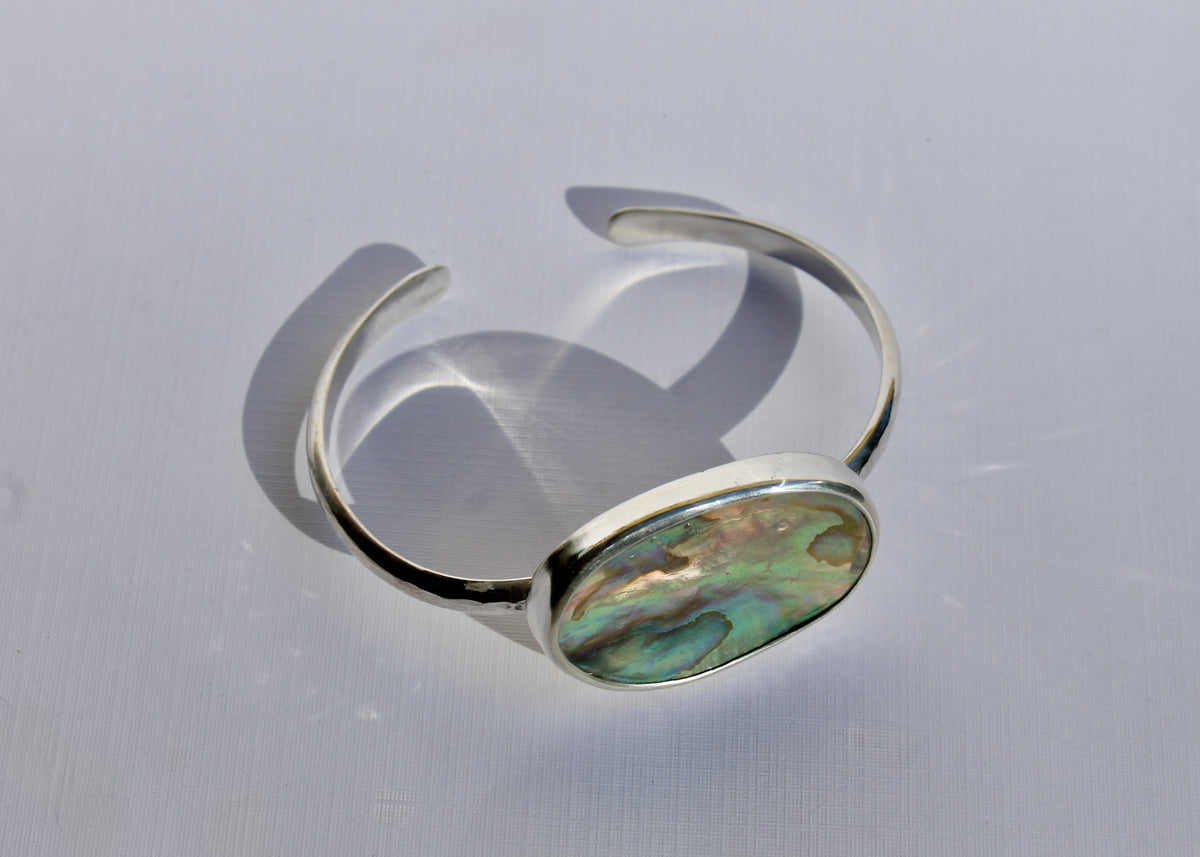 Hammered Abalone Cuff
