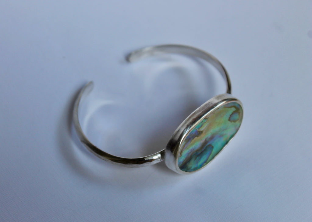 Hammered Abalone Cuff