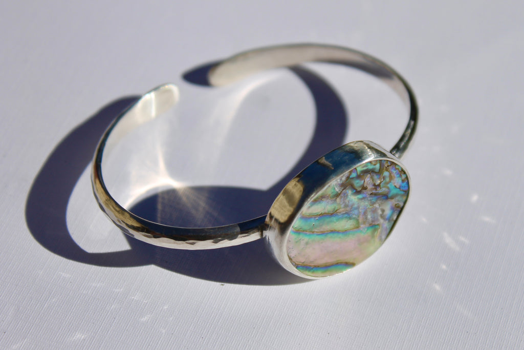 Hammered Abalone Cuff