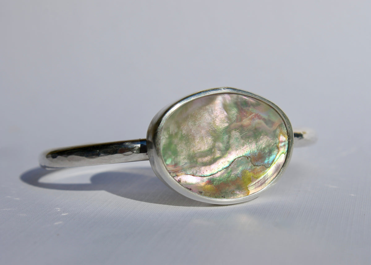 Hammered Abalone Cuff