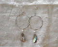 Abalone Drop Hammered Hoop