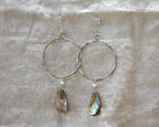Abalone Drop Hammered Hoop
