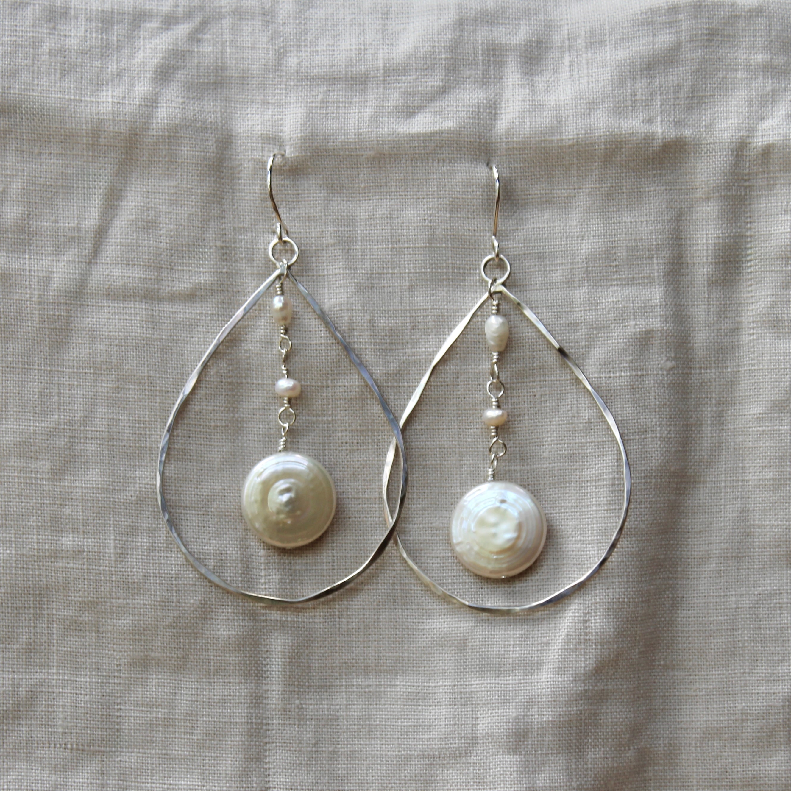 Hammered Teardrop Hoops