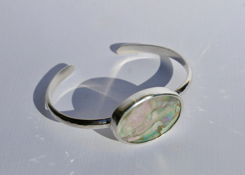Hammered Abalone Cuff
