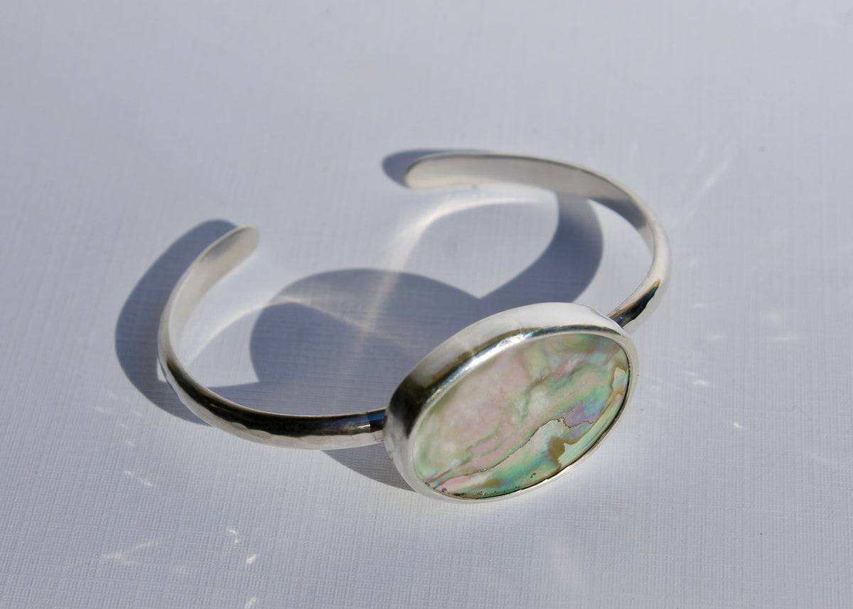 Hammered Abalone Cuff