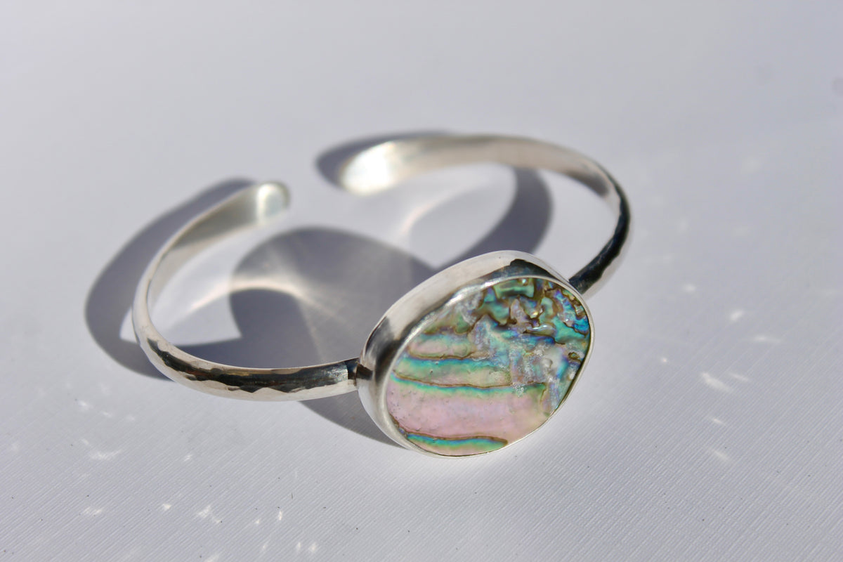 Hammered Abalone Cuff
