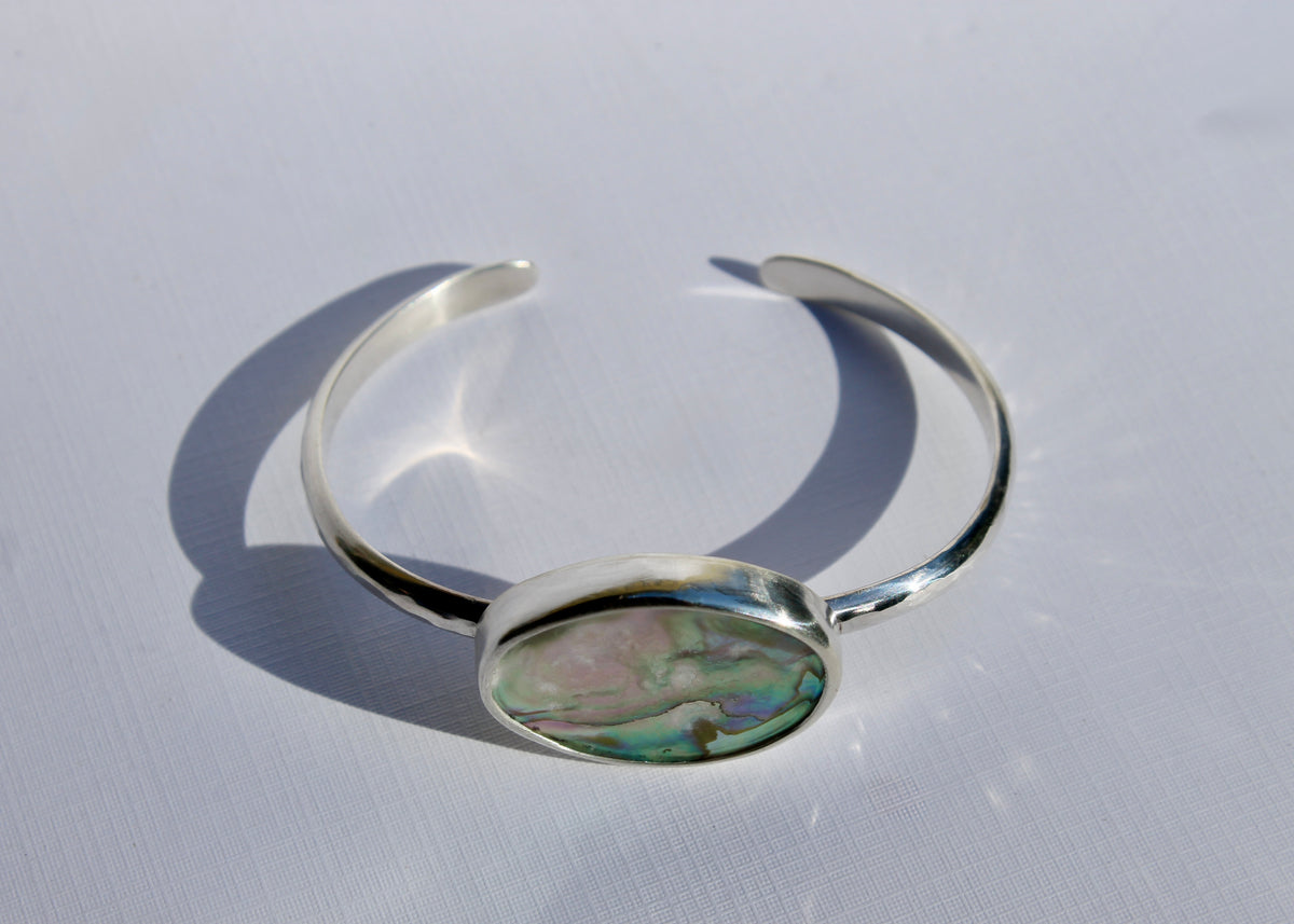 Hammered Abalone Cuff