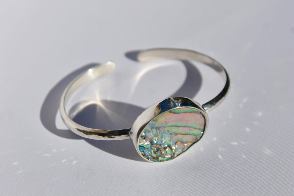 Hammered Abalone Cuff