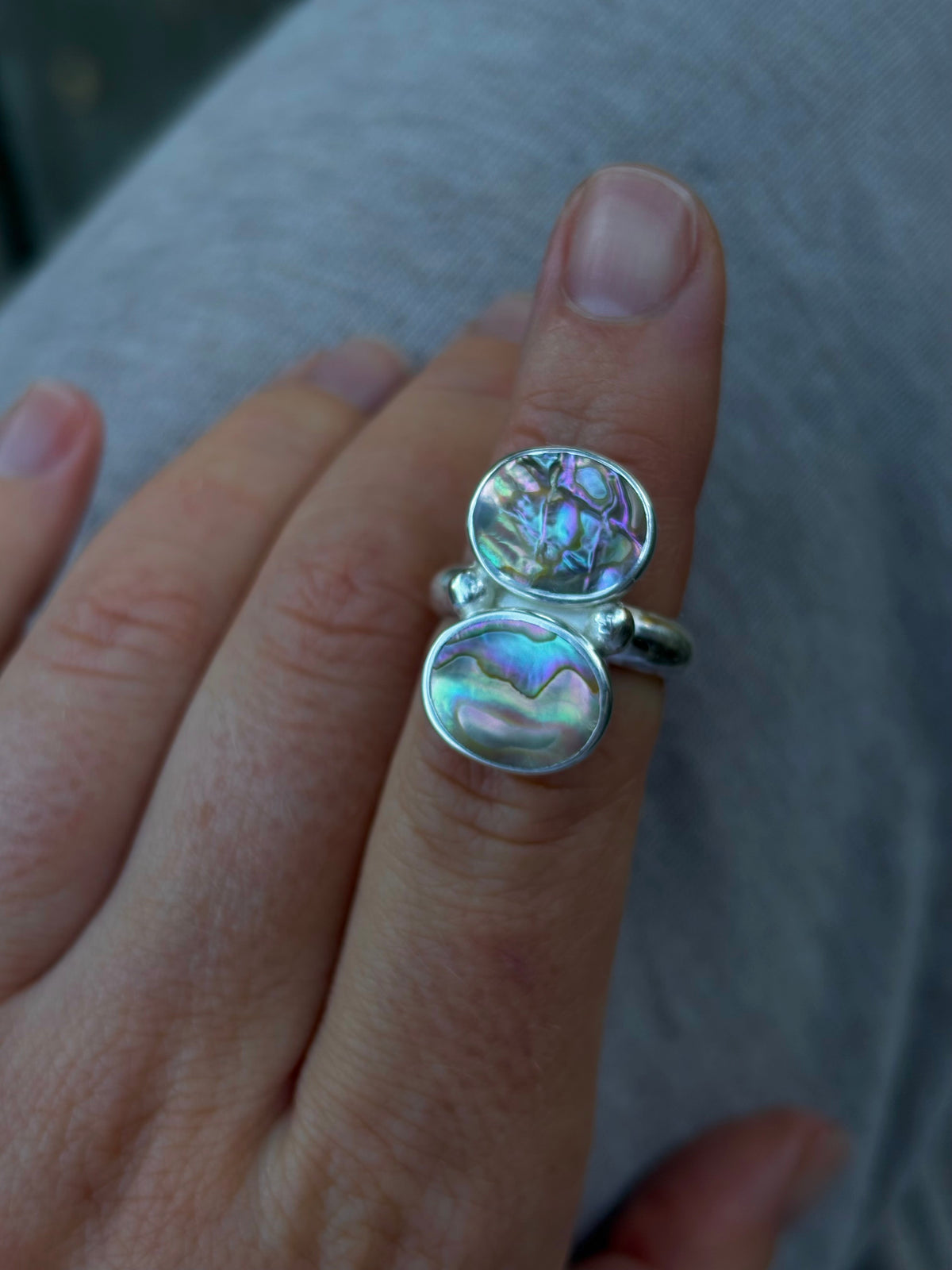 Chunky Double Abalone Ring 5