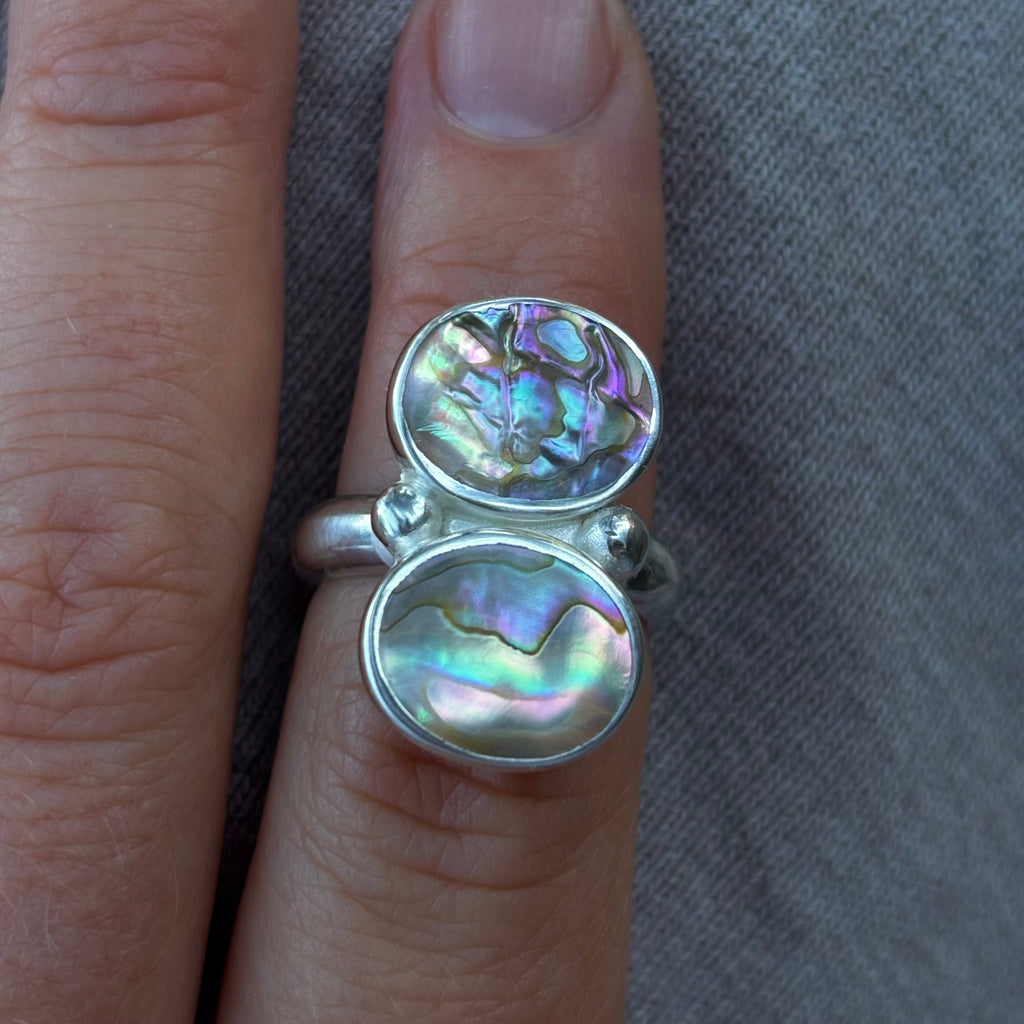 Chunky Double Abalone Ring 5