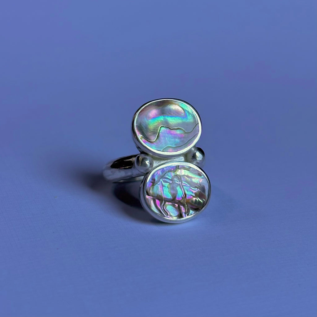 Chunky Double Abalone Ring 5