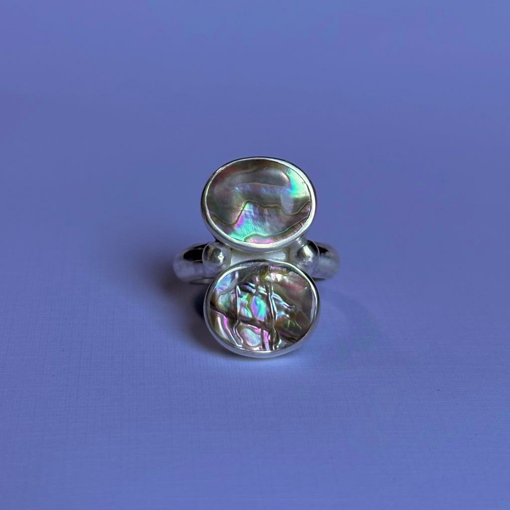 Chunky Double Abalone Ring 5